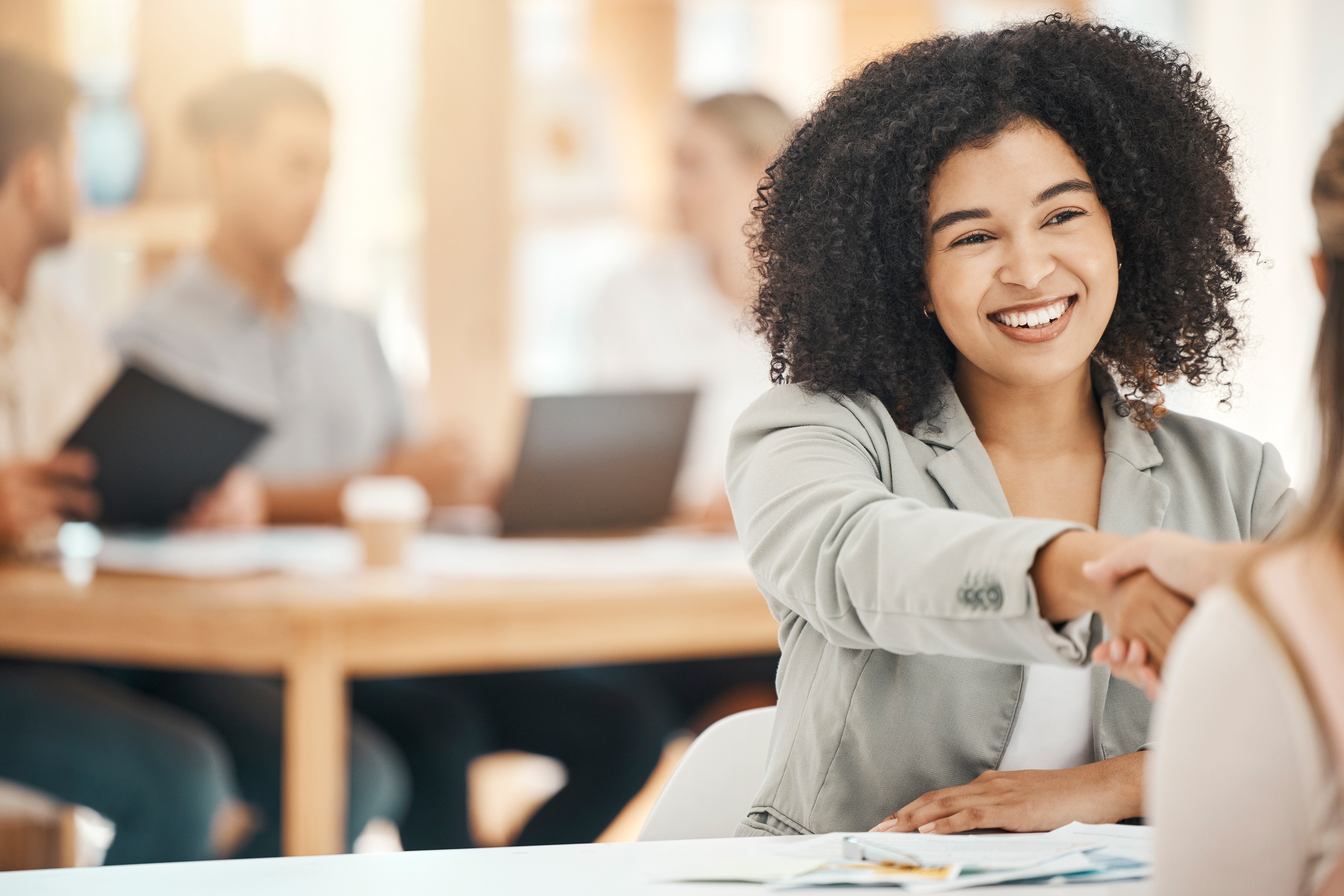 Business People, Handshake and Success in Office, Partnership or Contract Deal. Shaking Hands, B2b or Onboarding, Welcome Employee to Company or Trust, Thank You or Negotiation and Crm Agreement.